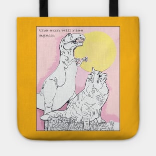 Dinosaur Cat Color Your Own Shirt Coloring Book Collage Sunrise Y2K Design Tote