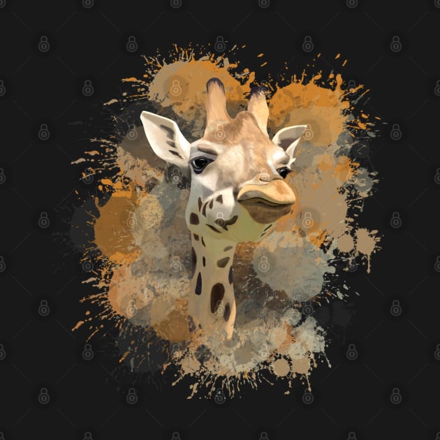 Giraffe Abstract Paint Splatter Design in Warm Earth Tones by Suneldesigns