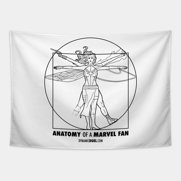 True Believer (Female) Black Line Art Tapestry by Dynamic Duel