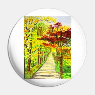 Autumn alley with red and yellow trees Pin