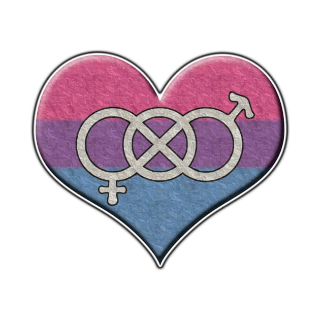 Large Bisexual Pride Flag Colored Heart with Gender Knot Symbol by LiveLoudGraphics