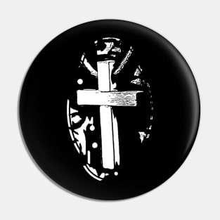 Eternal Faith Conviction Cross Crucifix Badge Pin