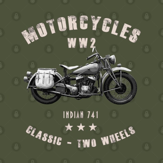 Indian 741 Retro Vintage Motorcycle WW2 by Jose Luiz Filho