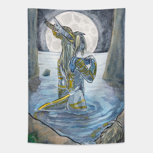 Moonlit Bath Tapestry by Temrin