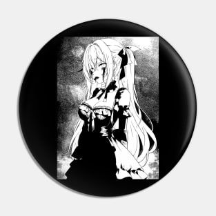 Black and White Vampire Girl Manga Art Pin