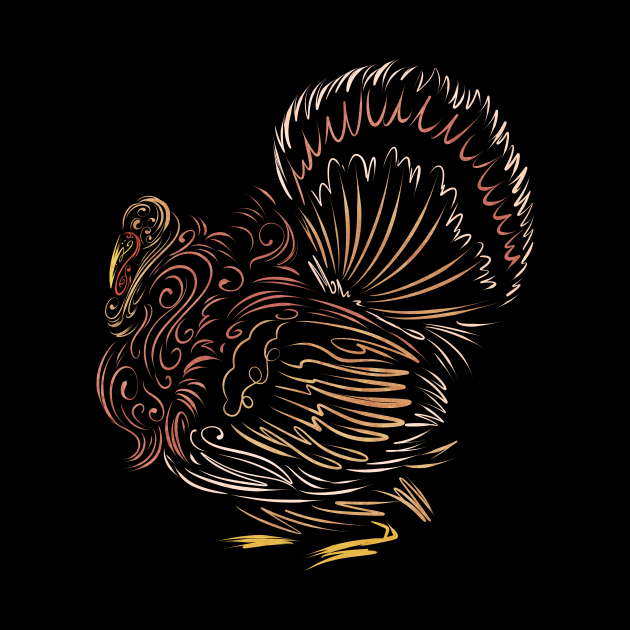 Scratched Lines Stylized Turkey Thanksgiving by SinBle