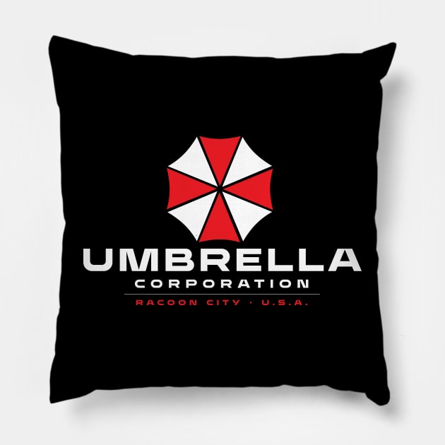 Umbrella Corporation Pillow by MindsparkCreative