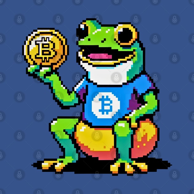 8-Bit Bitcoin Frog - Pixelated Cryptocurrency Art by Pixel Punkster