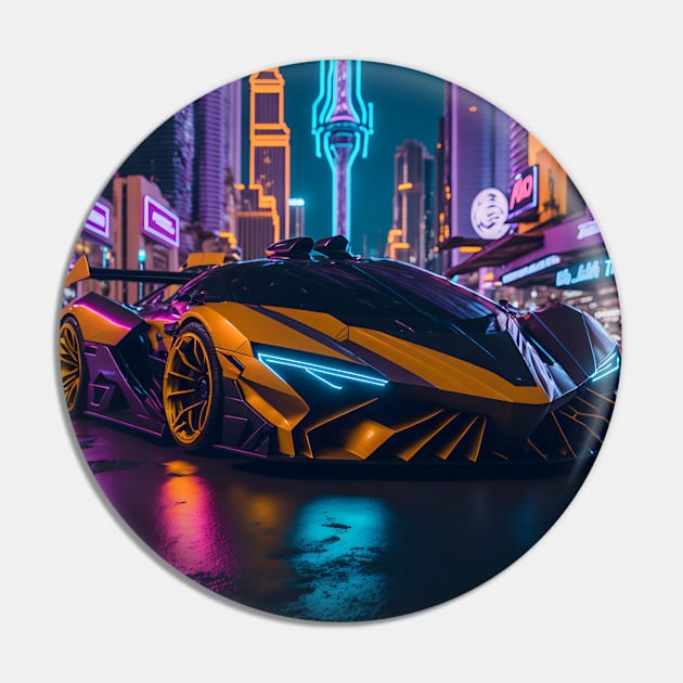 Dark Neon Sports Car in Japanese Neon City Pin by star trek fanart and more