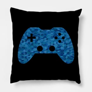 Blue Geometric Pattern - Gaming Gamer Abstract - Gamepad Controller - Video Game Lover - Graphic Background Pillow