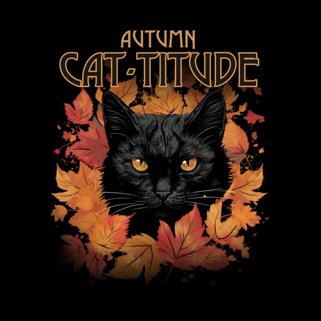 Autumn Cat-Titude Fall Leaves by Kelleh Co. 