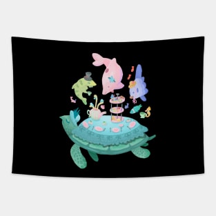 Pastel Sea Turtle Tea Party Tapestry