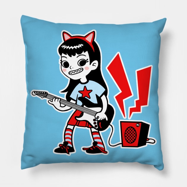 Alternative Guitar Girl Pillow by SarahJoncas