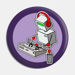 Cute Robot Musician Playing With Drum Machine Pin