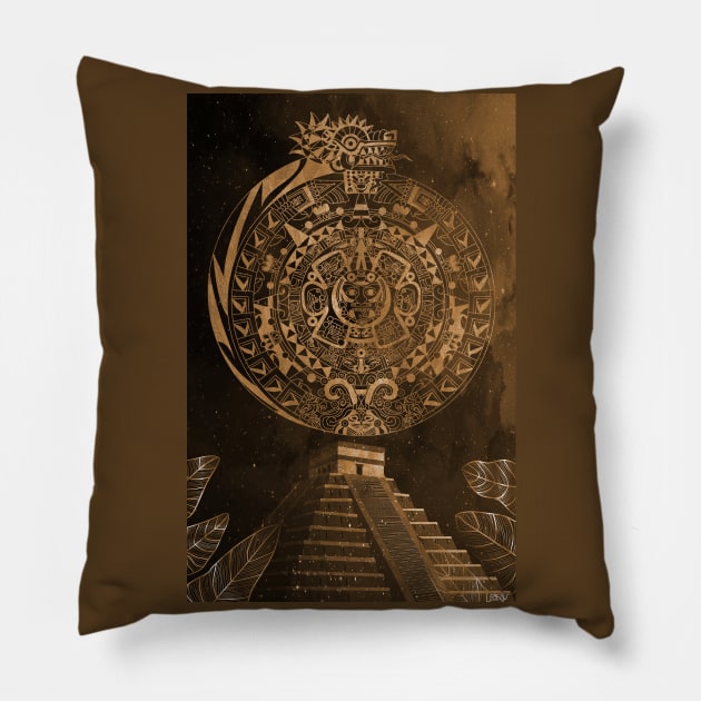 the mexican pyramids in teotihuacan dragon calendar Pillow by jorge_lebeau