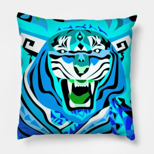 bengals cat in lunar nfl new year in ecopop art in blue flames Pillow