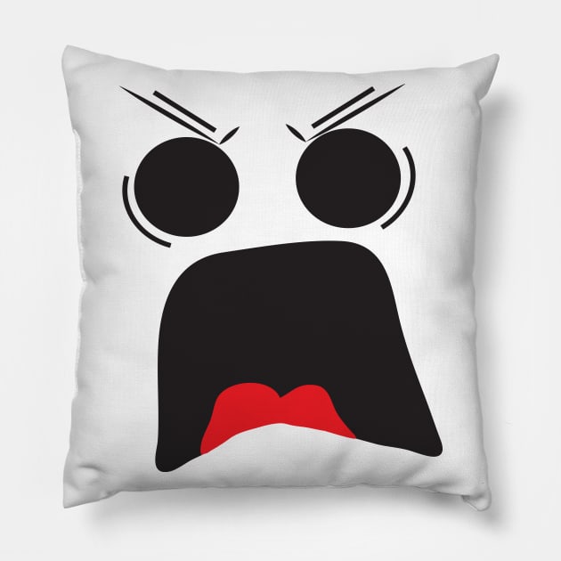 Mad Angry Emoji Face Pillow by kelaessentials