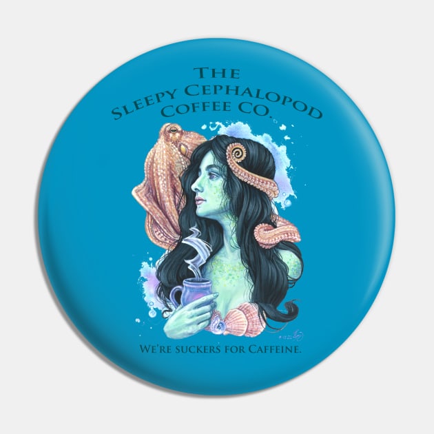The Sleepy Cepholopod Coffee Co--Siren Pin by ardenellennixon