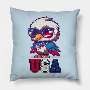 Cute Patriotic Eagle Embodying American USA Pride Pillow