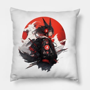 Anime Girl's Black Sweater Pillow