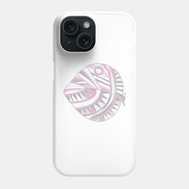 Mazipoodles New Fish Head Leaf White Gray Dusty Pink Distressed Phone Case by Mazipoodles