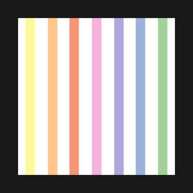 White and pastel rainbow stripes - vertical by bettyretro