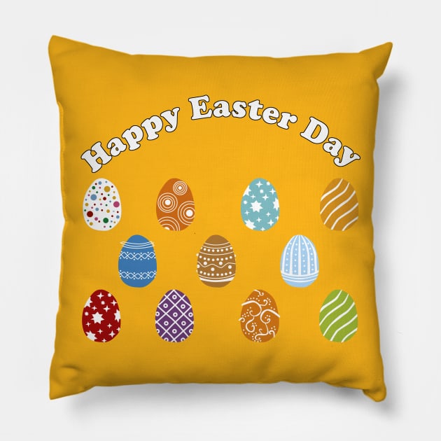 Cute Colorful Easter Egg Hunt Happy Easter Day Pillow by rayrayray90