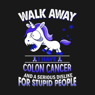 funny colon cancer grumpy unicorn warrior T-Shirt