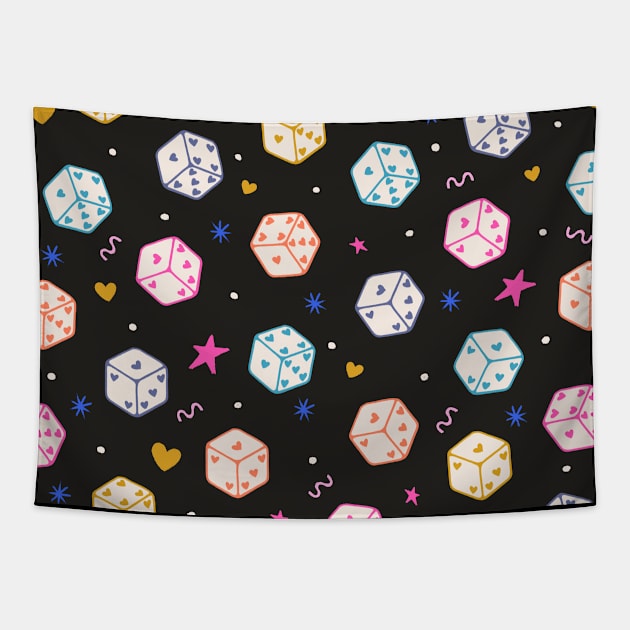 Colorful Dice Pattern (2024) Tapestry by cecececececelia