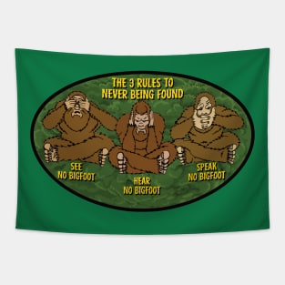 3 Wise Bigfoot Tapestry