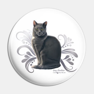 Grey Shorthair Cat Pin