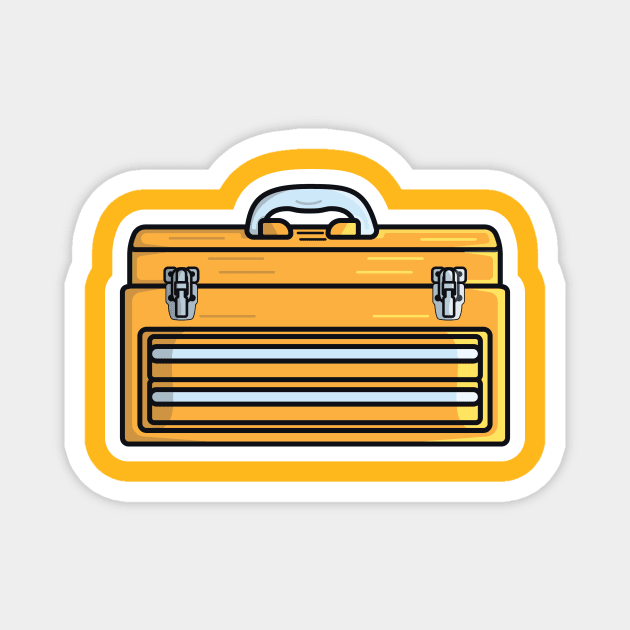 Mechanic Repairing Tool Box Sticker vector illustration. Mechanic and Plumber working tool equipment icon concept. Portable blue metal tool box sticker vector design with shadow. Magnet by AlviStudio