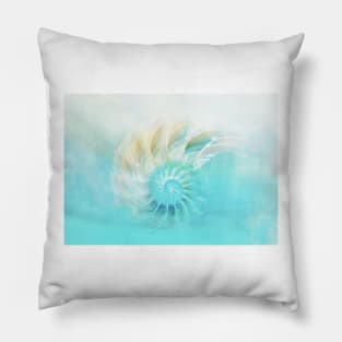 Pale Blue Nautilus Shell Pillow
