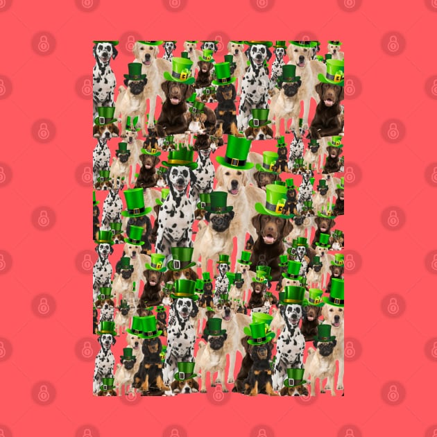 Shamrock pattern green background, st patricks dog hat pattern by Myteeshirts