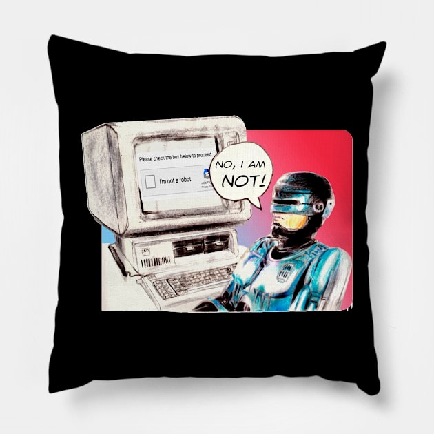 I am not a robot (parody design) Pillow by Producer