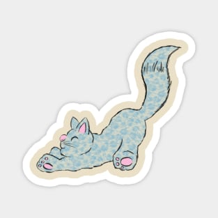 Cute Cat Stretching Yoga Illustration Magnet