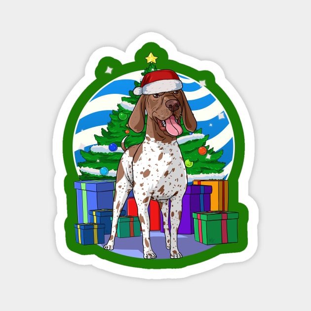German Shorthaired Pointer Santa Christmas Tree Gift Magnet by Noseking