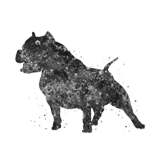 pitbull dog black and white by Yahya Art