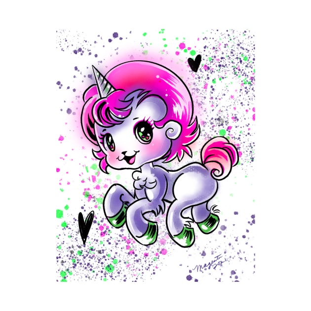 Unico The Baby Unicorn Kawaii Anime by Magenta Arts