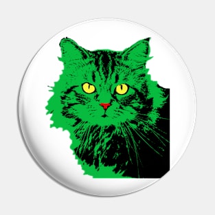 CAT POP ART  GREEN Pin