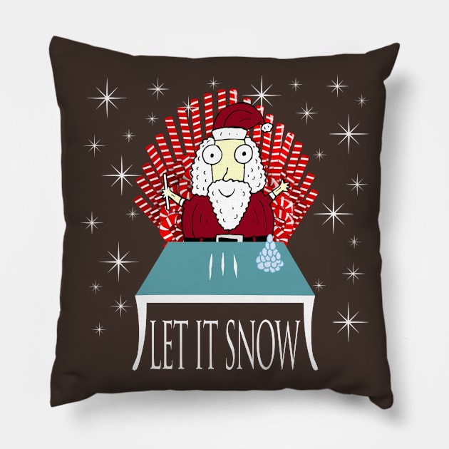 Cocaine Santa Let It Snow Candy Cane Throne Christmas Pillow by beelz