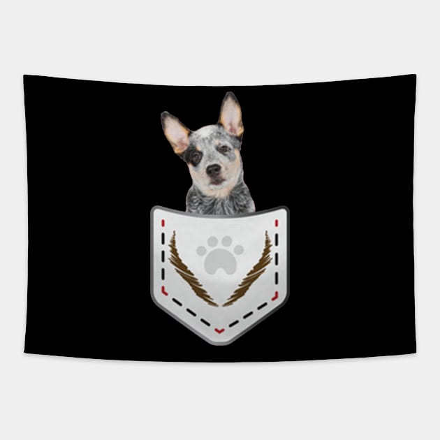 Cute Blue Heeler In Pocket Tapestry by QUYNH SOCIU