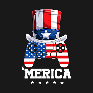 4th Of July Patriotic American Flag Video Game Controller T-Shirt