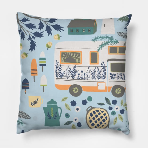 Road Trip to Maine Pillow by YuanXuDesign