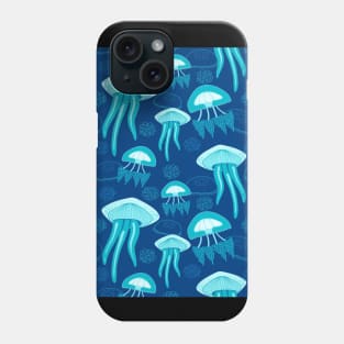 Blue Jelly Fish In The Deep Ocean Phone Case