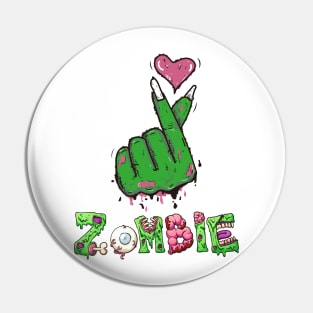 Zombie Kpop Heart Pin