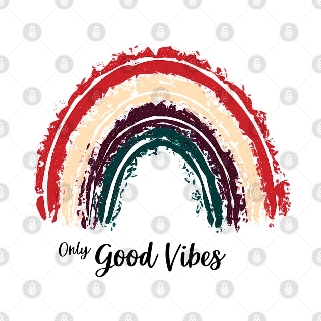 Only good vibes. Rainbow gift boho t-shirt by Lobster Pixels