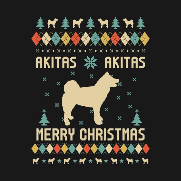 Akitas Merry Christmas Gift For Akitas Dog Lovers by TeeRetro