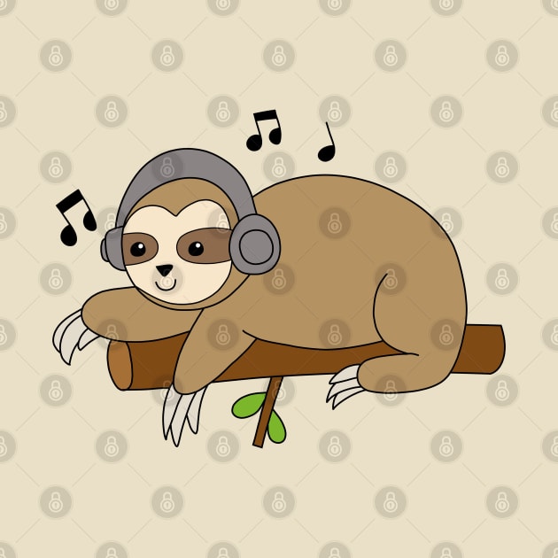 Sloth with Headphones by pako-valor