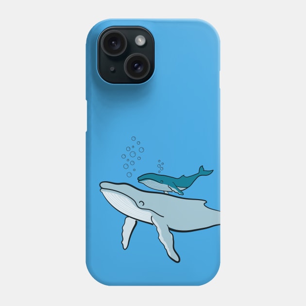 Whale Mom and Calf Phone Case by wildnotions